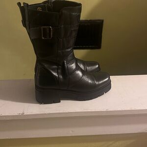 Black Leather Mid-Calf Boots